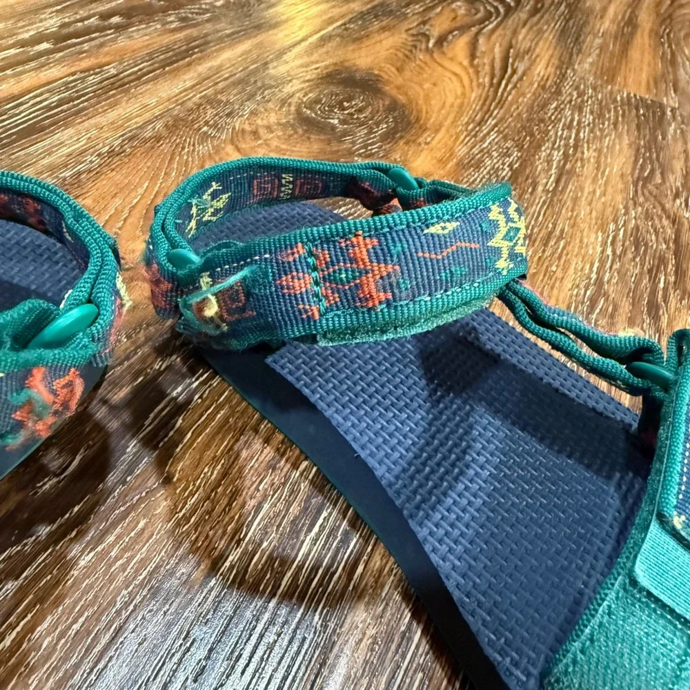 Teva Sie 1 Kids Sport Sandals Navy Green Geometric Boys Girls Shoes 1100383C